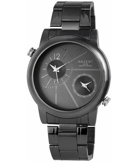Pánské kovové hodinky Akzent Dual - černé