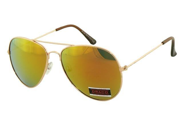 Sluneční brýle AVIATOR - pilotky zlatý kovový rám zlatohnědé