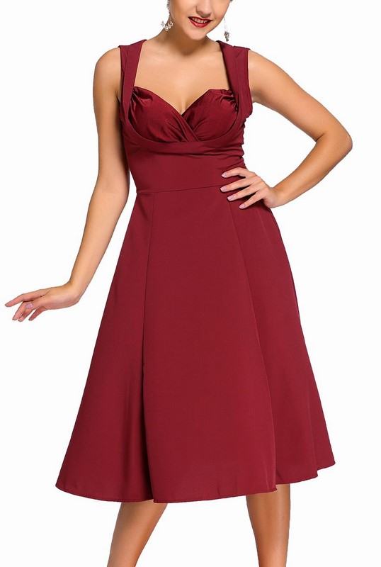 Dámské retro šaty Talyse - burgundy
