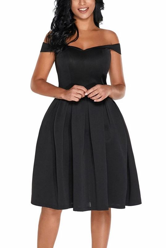 Černé šaty se skládanou sukní Tracy