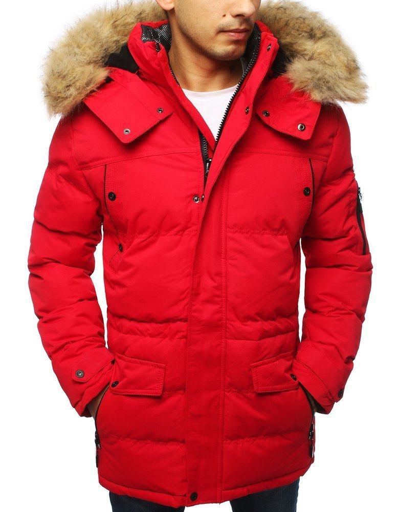 Teplá zimní pánská červená bunda tx3116