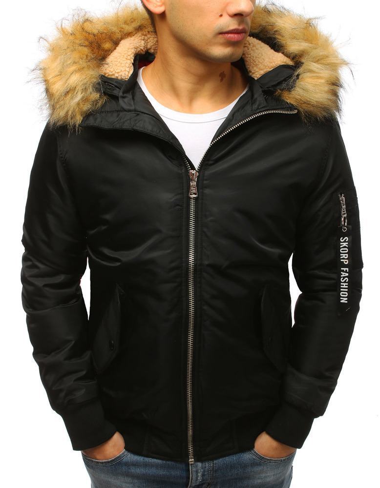 Černá pánská zimní bunda s kapucí vtx2474