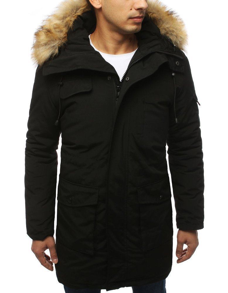 Pánská teplá zimní bunda černá s kapucí tx3033