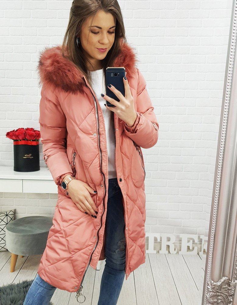 Stylová zimní dámská bunda - růžová vty0530